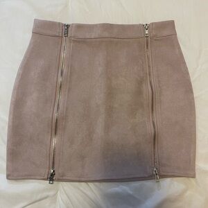 Pink suede miniskirt